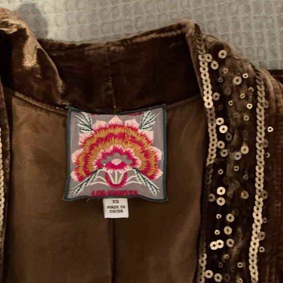 Johnny Was Brown Velvet Silk blend Kimono in Brown size XS - Picture 3 of 11